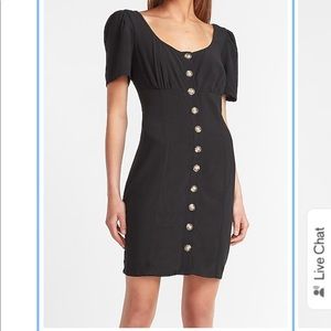 Button Front Scoop Neck Mini Dress - Size M